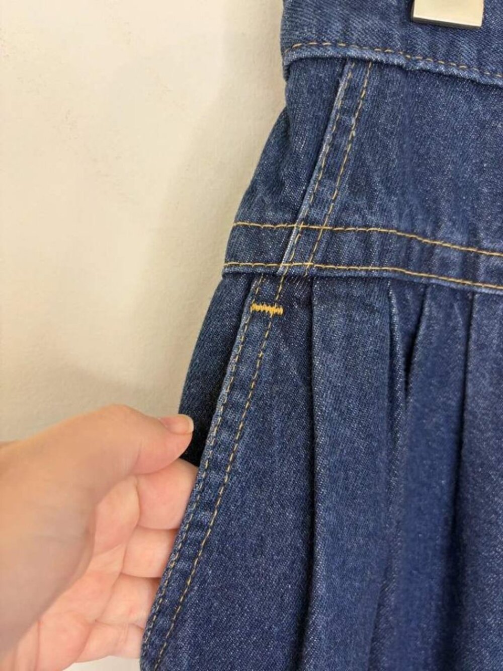 VTG Lee USA Denim Maxi Skirt Sz 16 1990s Pleated A Line Western Cowgirl Modest - Picture 6 of 9